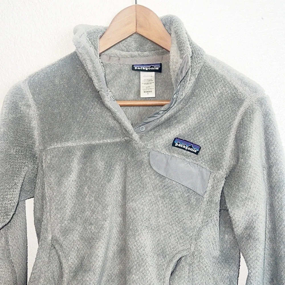 Patagonia Gray Button Snap Pullover Fleece 100% Polyester Jacket - Picture 2 of 12